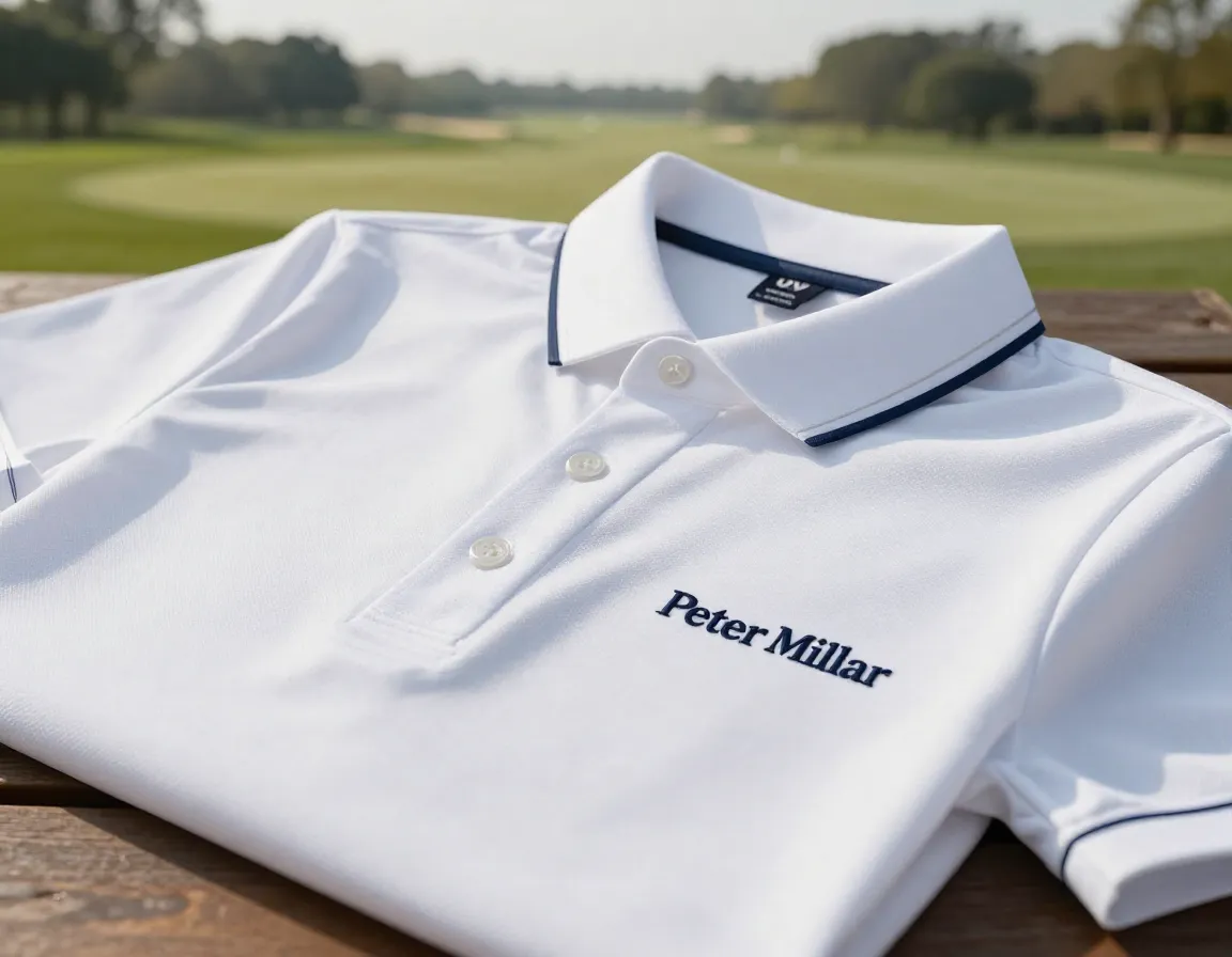 Peter millar premium golf polo on country club first tee
