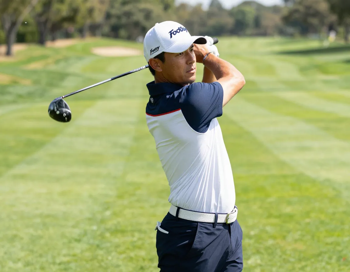 Footjoy prodry polo on golfer at traditional country club