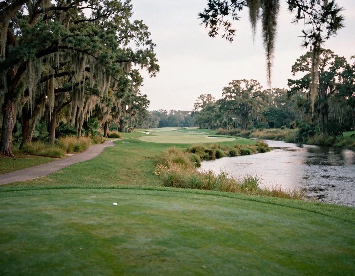 Golf hole along waccamaw river at caledonia golf fish club lowcountry