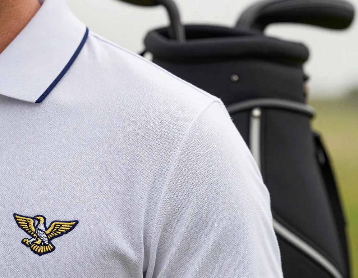 Lyle scott golden eagle embroidered polo detail shot