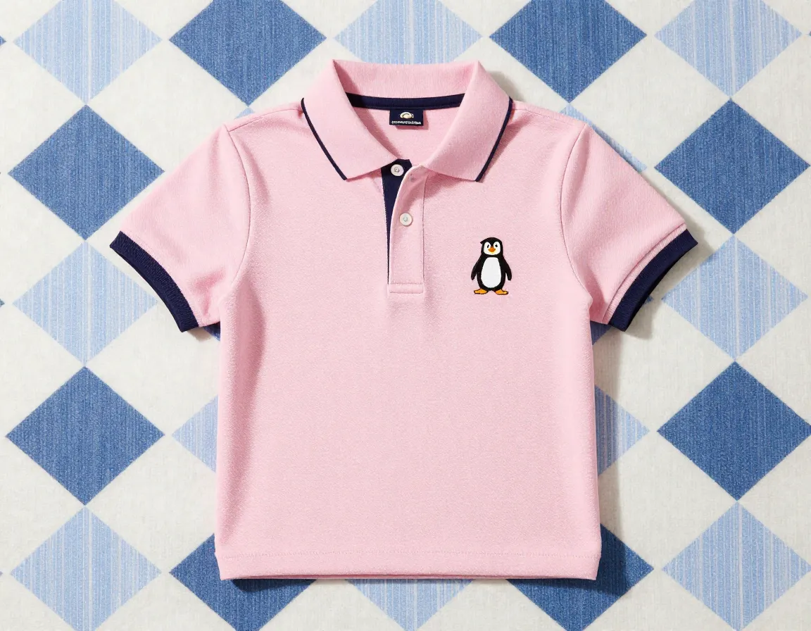 Original penguin preppy polo flat lay on pattern