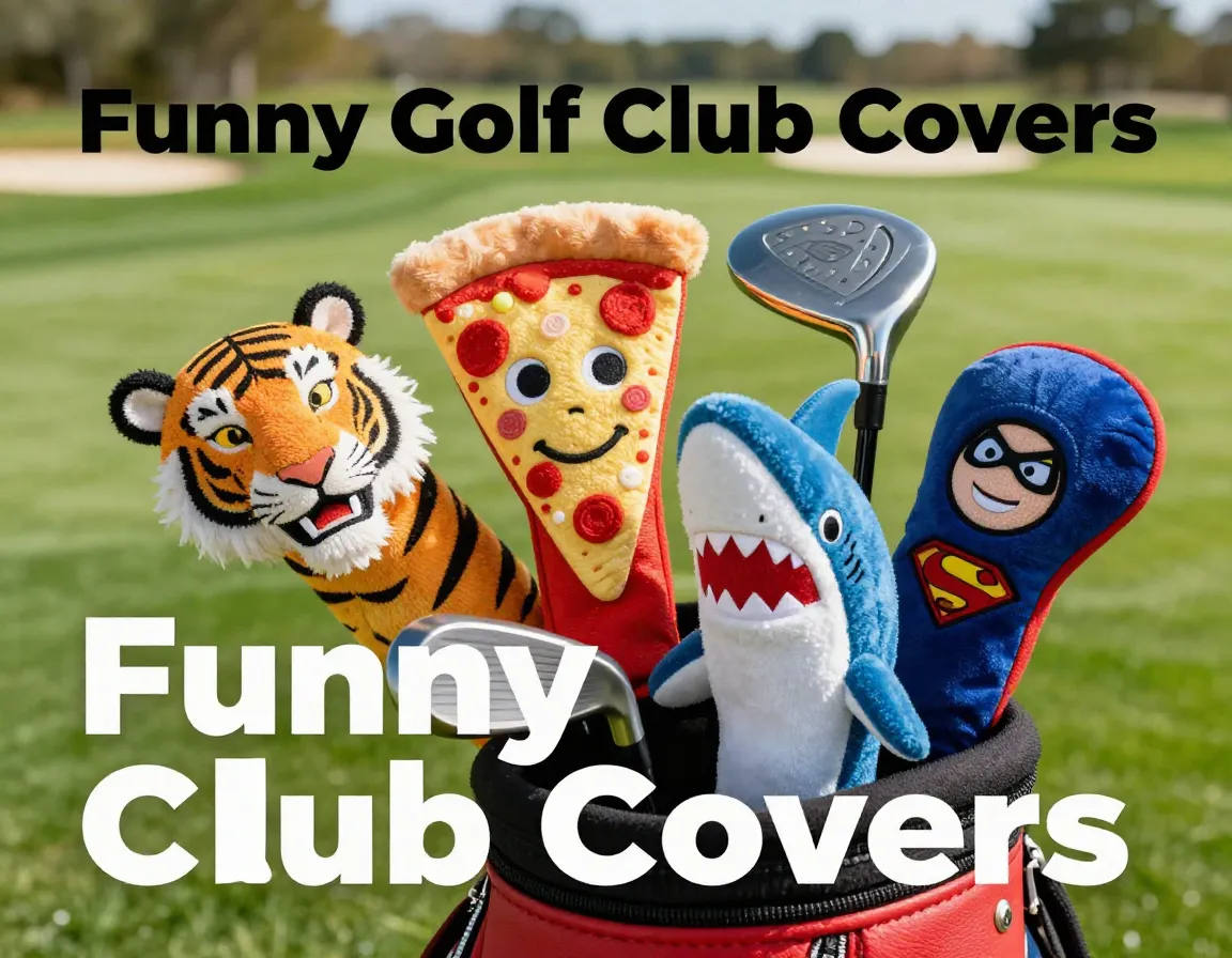Tiger pizza shark superhero funny golf headcover collection closeup