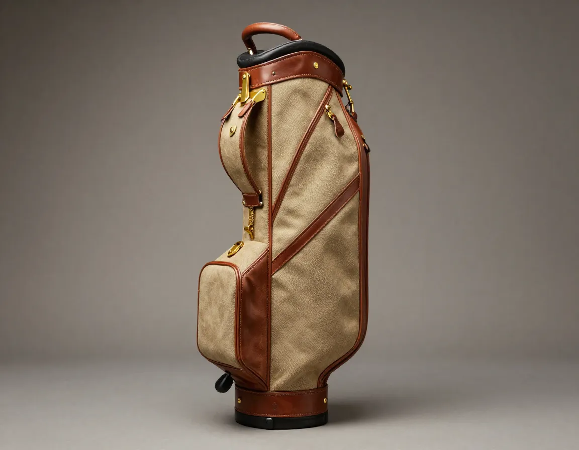 Canvas leather brass retro golf bag minimalist design classic environment
