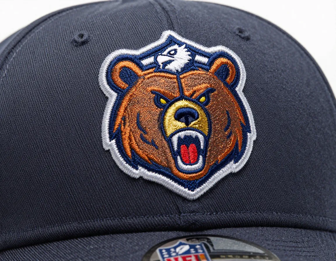 Officially licensed nfl team mascot headcover embroidered logo detail