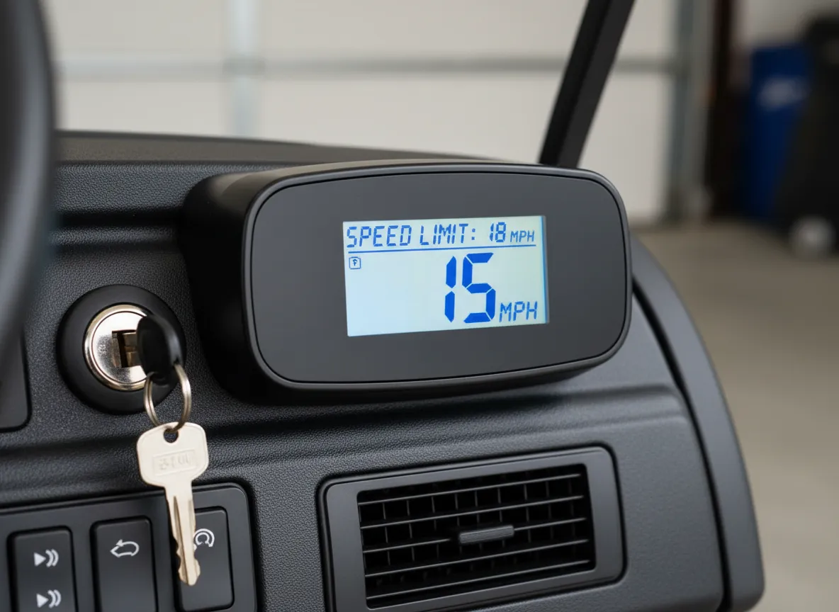 Digital speed governor display showing low neighborhood speed