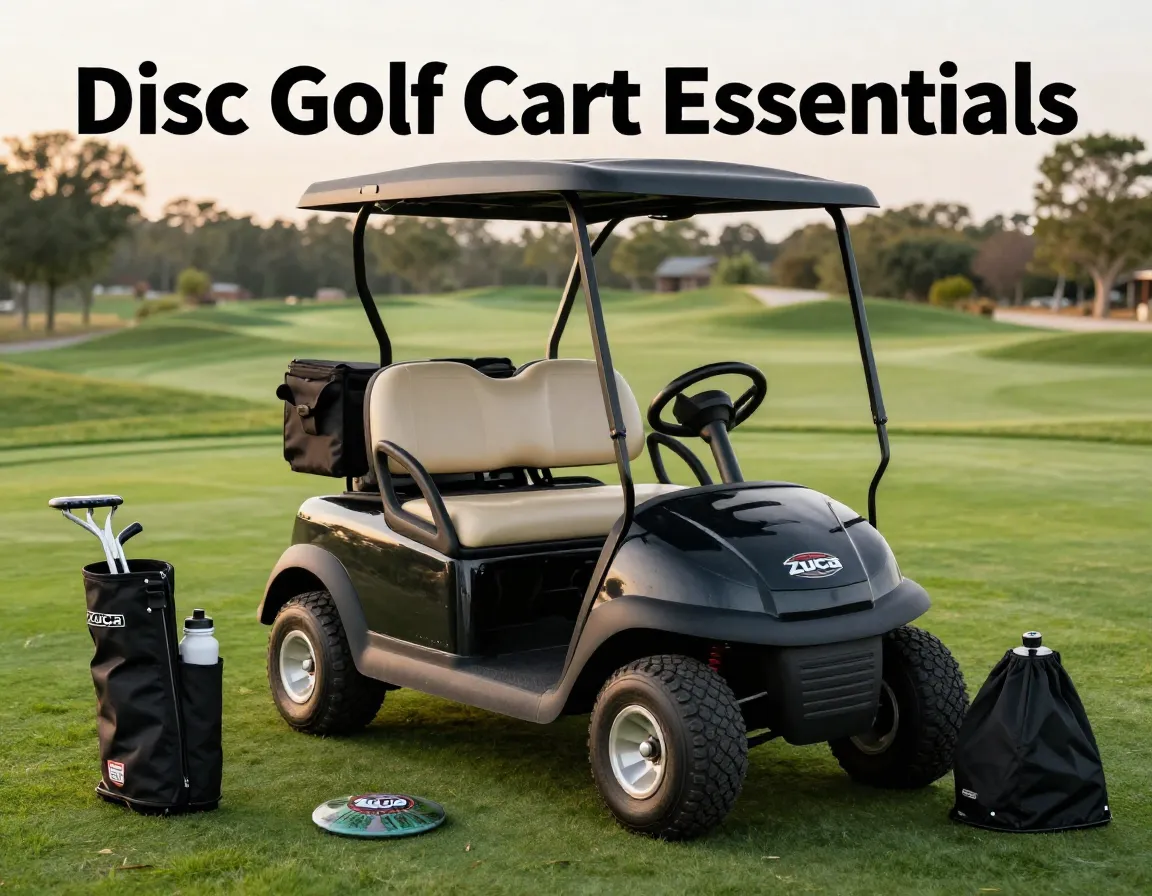 Disc golf cart accessories essentials hero arrangement