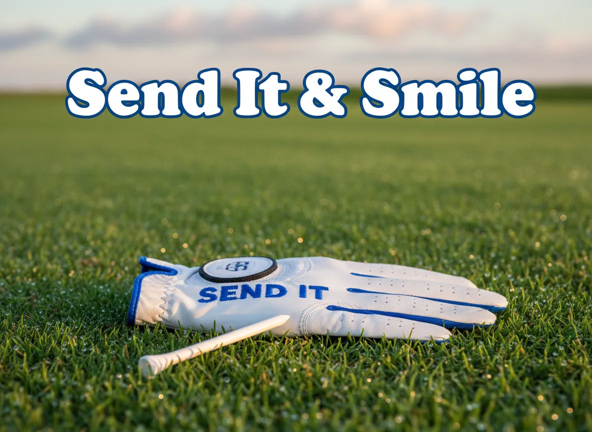 Humorous cabretta leather golf glove send it text fairway