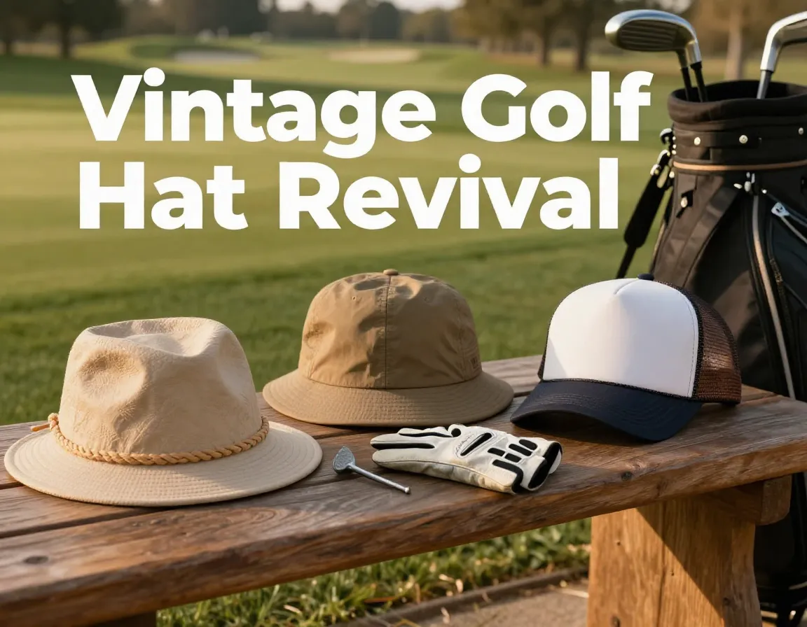 Rope bucket trucker hats bench golf course golden hour vintage revival