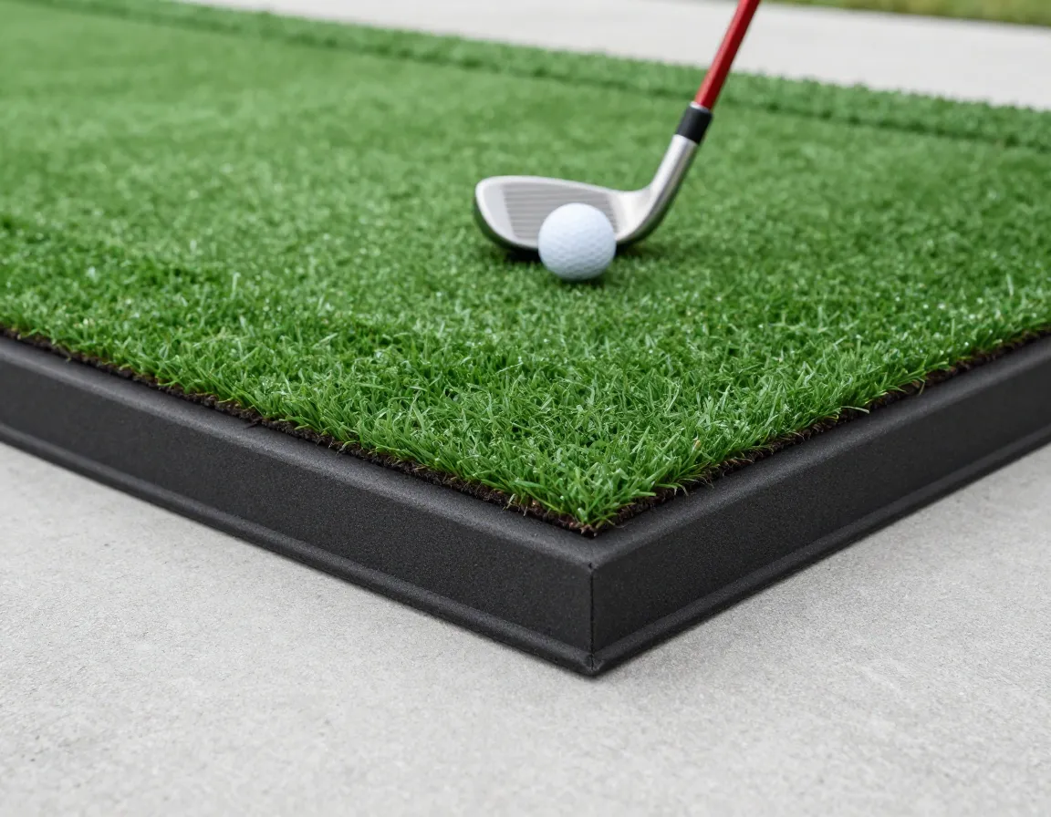 Premium golf mat with thick eva foam padding on concrete patio