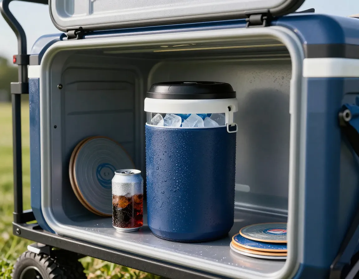 Insulated cooler tube in zuca cart during summer