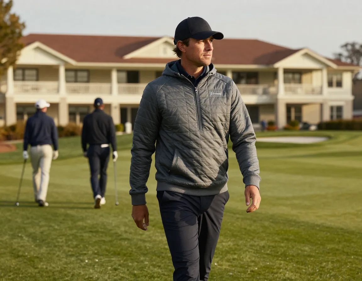 Quilted golf hoodie elevated athleisure on course casual