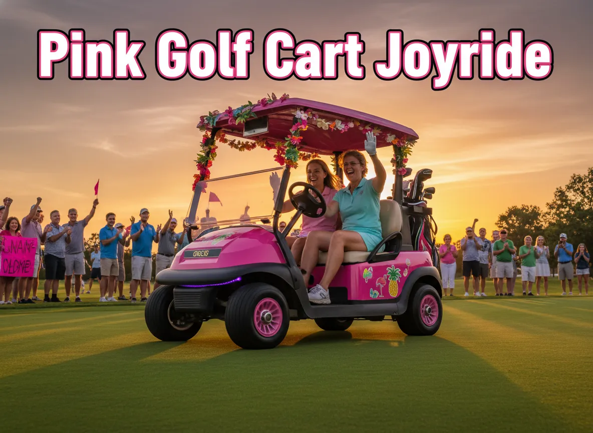 Pink golf cart parade joyride decoration