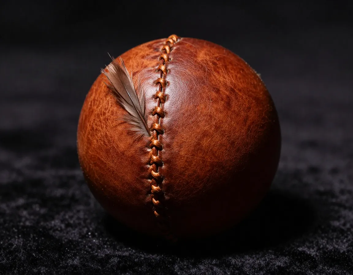 Hand stitched leather featherie golf ball with boiled goose feathers