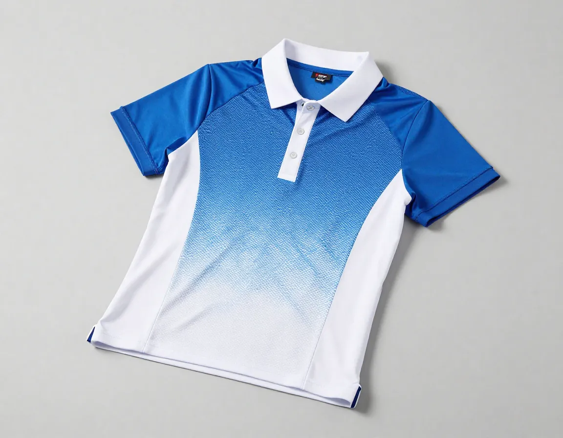 Color blocked polo with geometric pattern at driving range