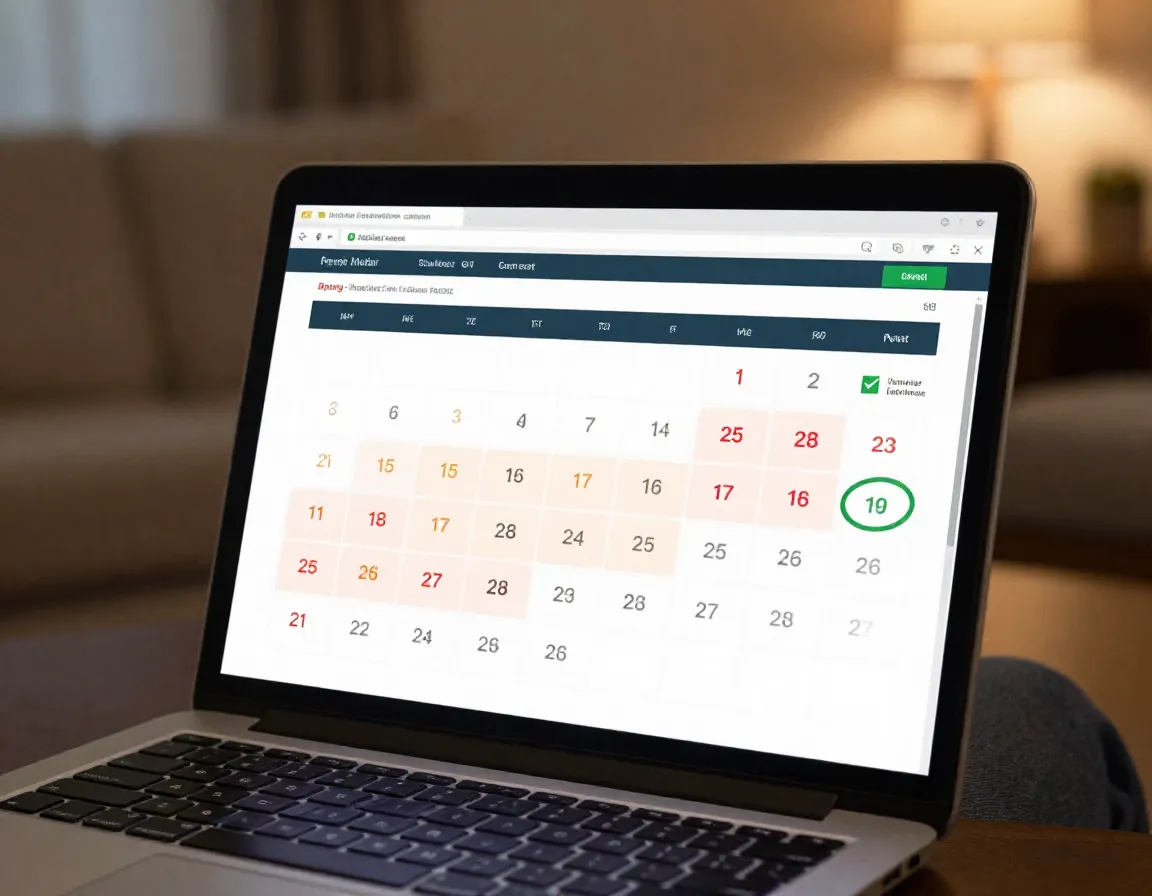 Laptop showing golf hotel rate calendar with seasonal price variations