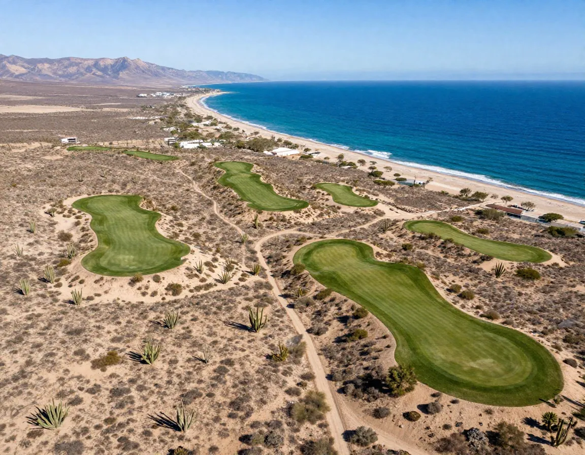 Oleada baja california desert cactus terrain meeting pacific ocean coastline
