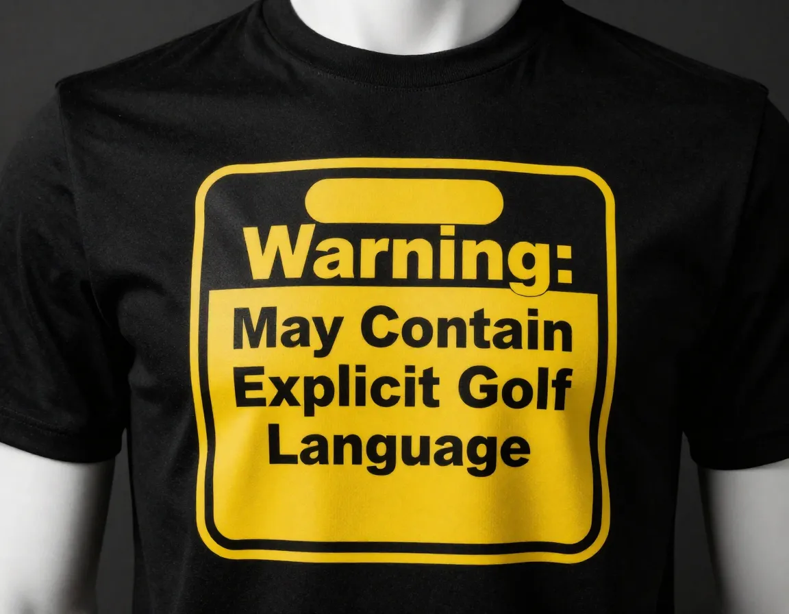 Golf shirt warning may contain explicit golf language text