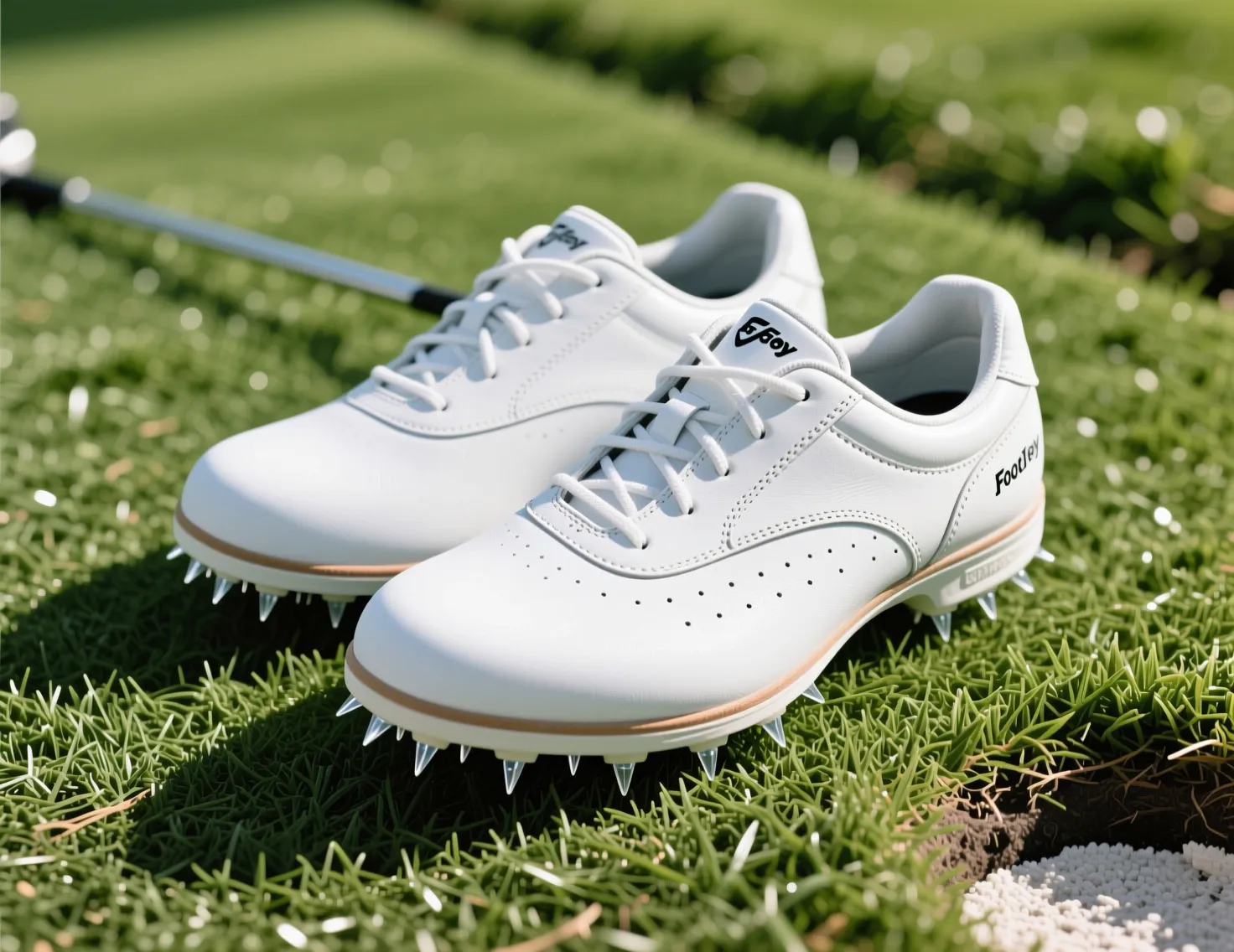 Premium waterproof spiked golf shoes on a grassy surface