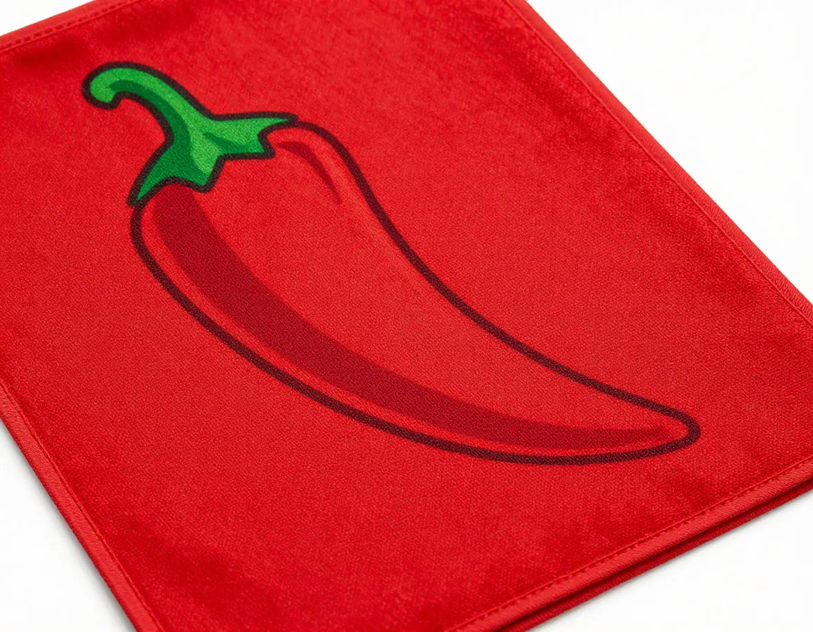 Spicy chili pepper golf towel design close up