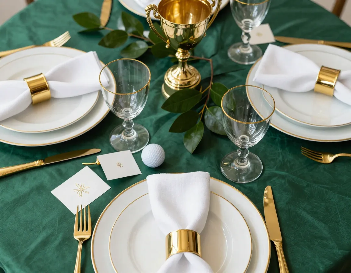 Elegant green and gold masters tournament color palette display