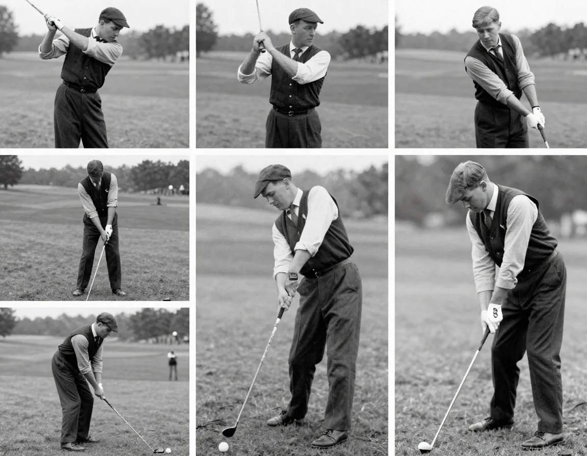 Harry vardon demonstrating his overlapping vardon grip swing