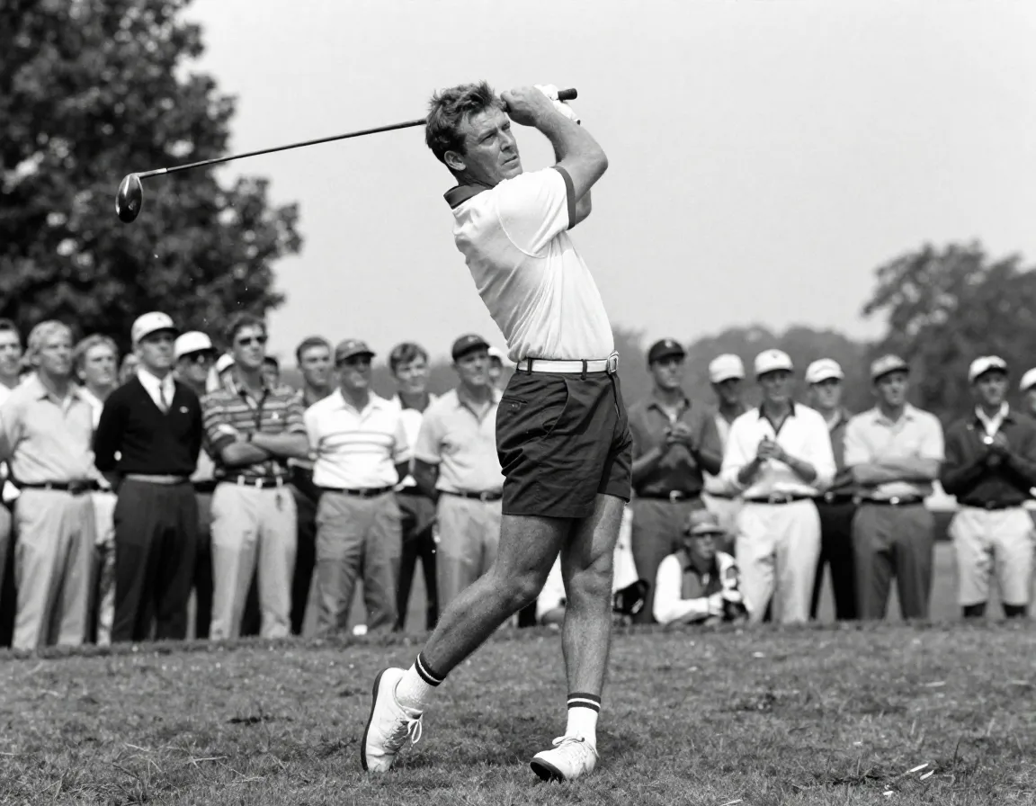 Young jack nicklaus swinging a club at the 1962 us open