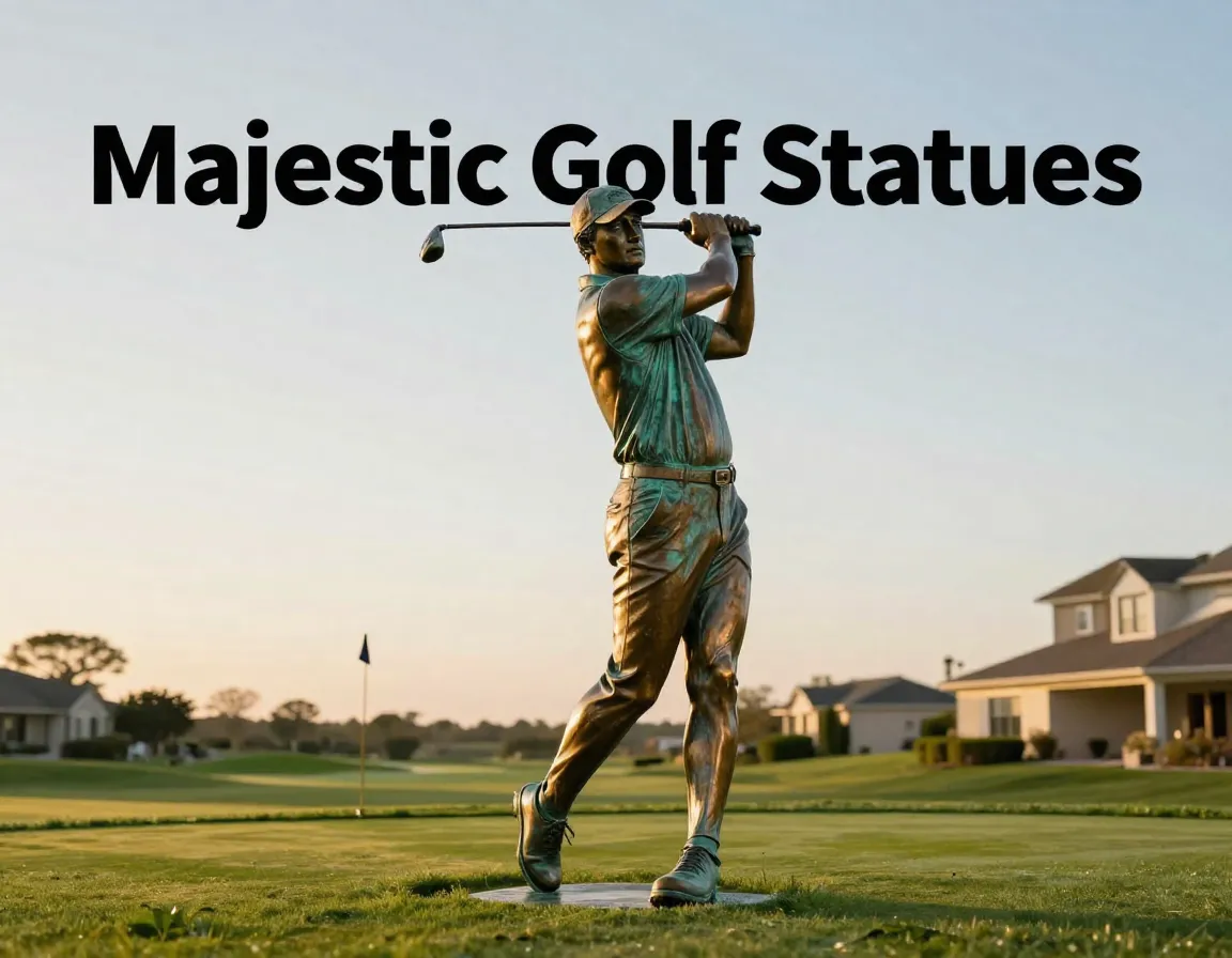 Lifesize bronze golfer statue backyard course inspirational atmosphere
