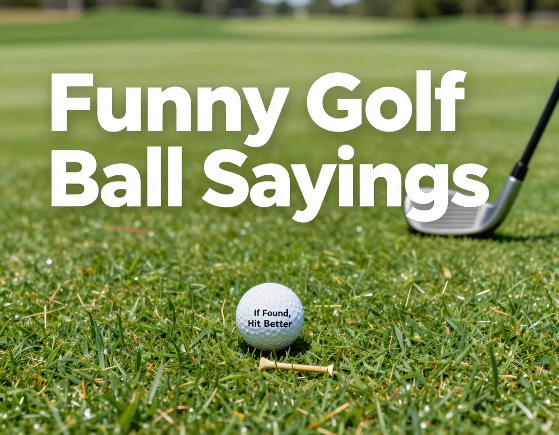 Single humorous golf ball on tee with text in sunlight