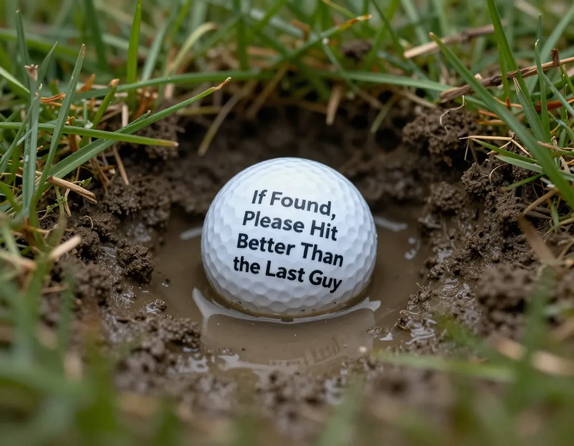 If found please hit better than last guy golf ball submerged muddy water hazard