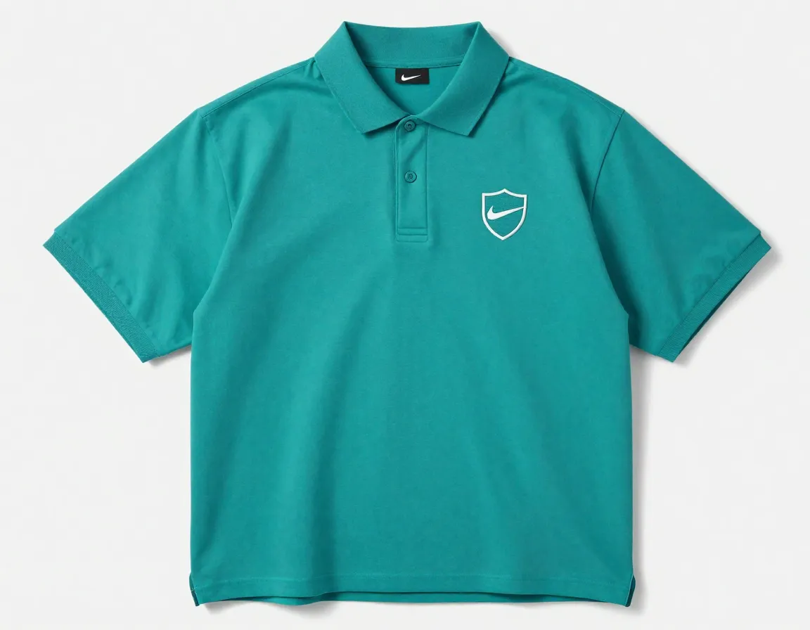 Teal nike shield logo polo lightweight fabric retro oversized fit