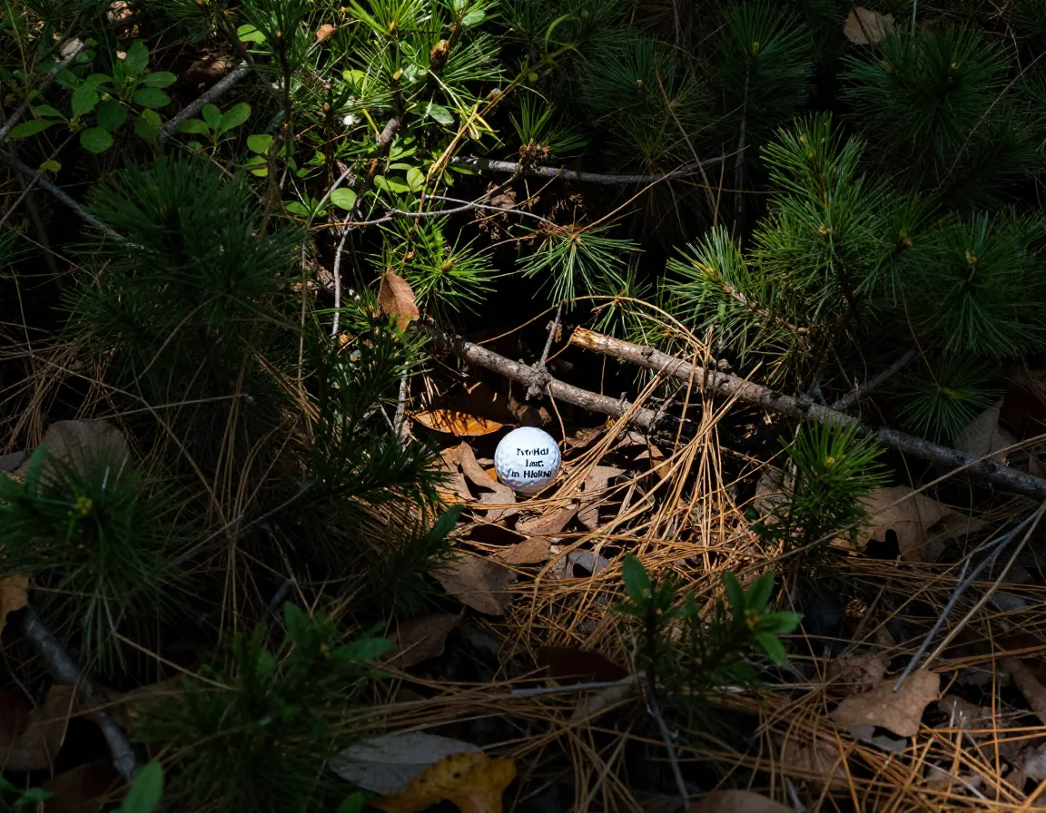Im not lost im hiding golf ball peeking dense underbrush