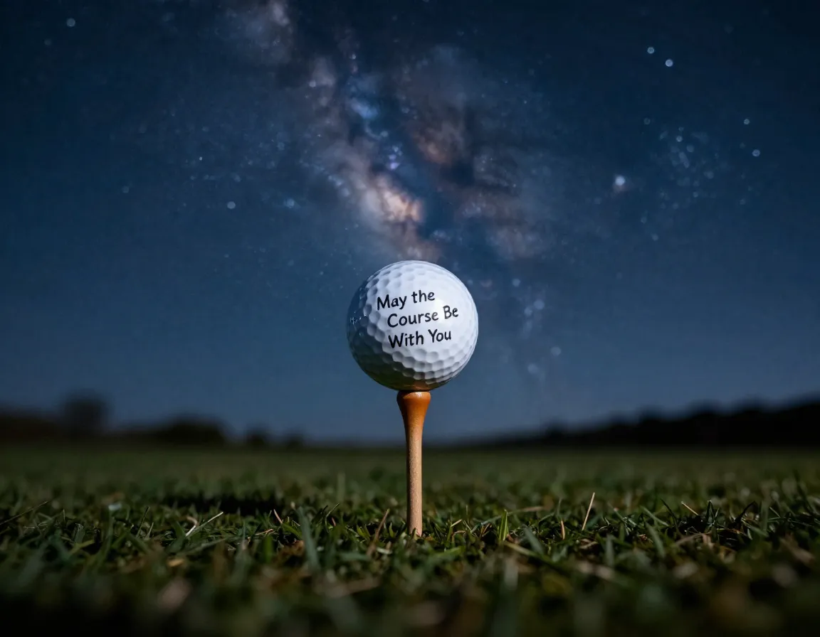 May the course be with you golf ball tee starry sky backdrop