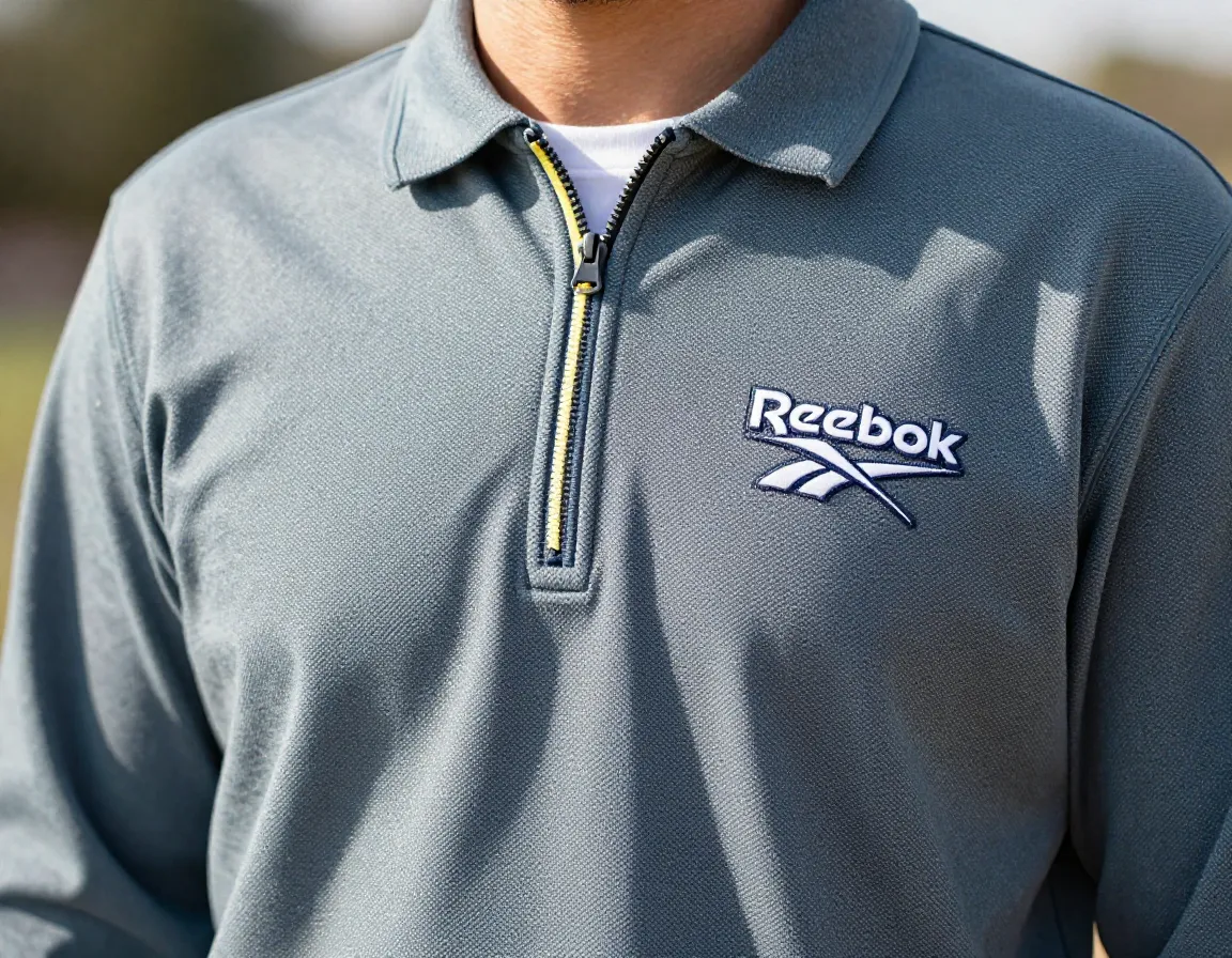Reebok quarter zip polo contrast zipper vector logo relaxed