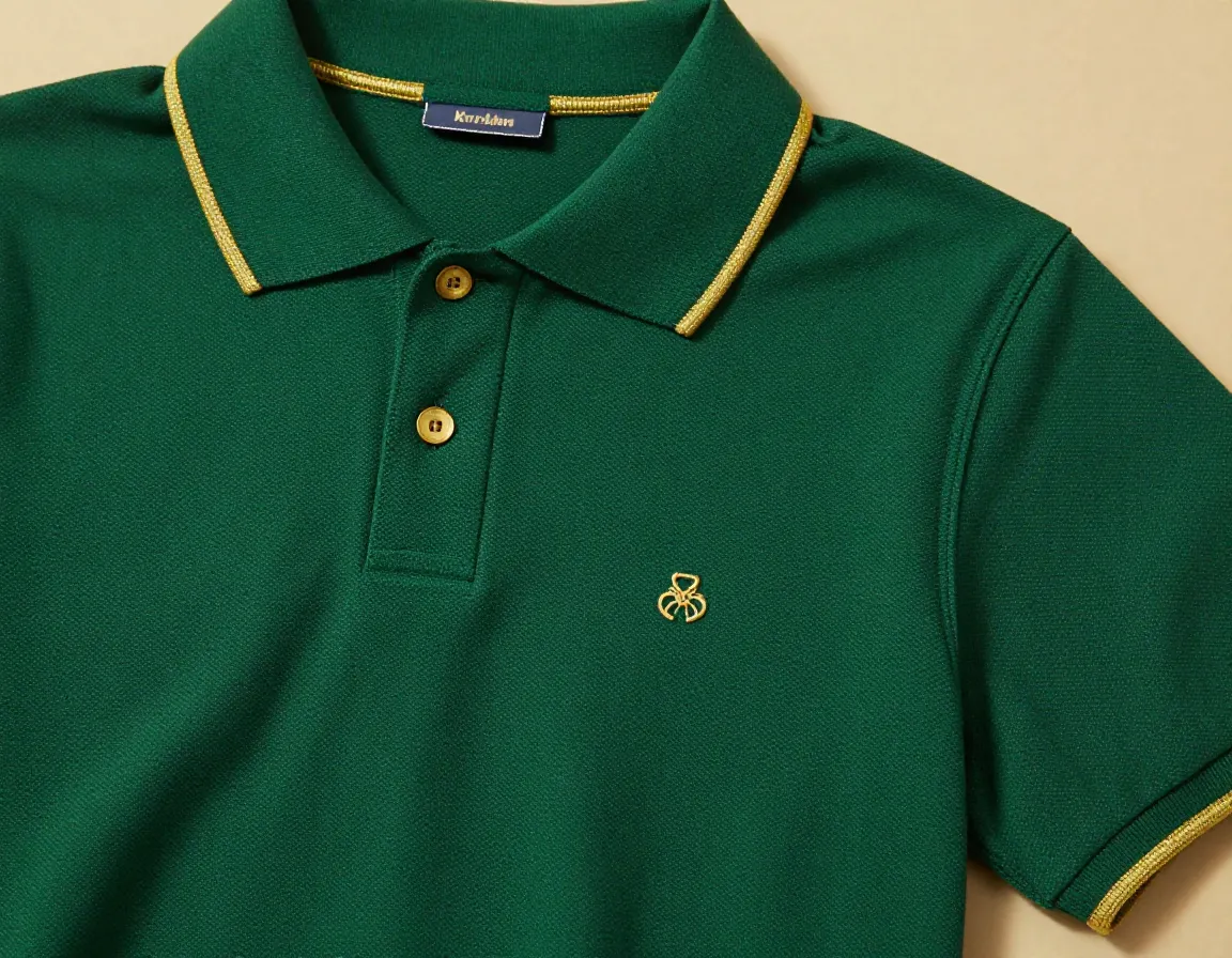 Vintage color palette polo forest green gold accent trim