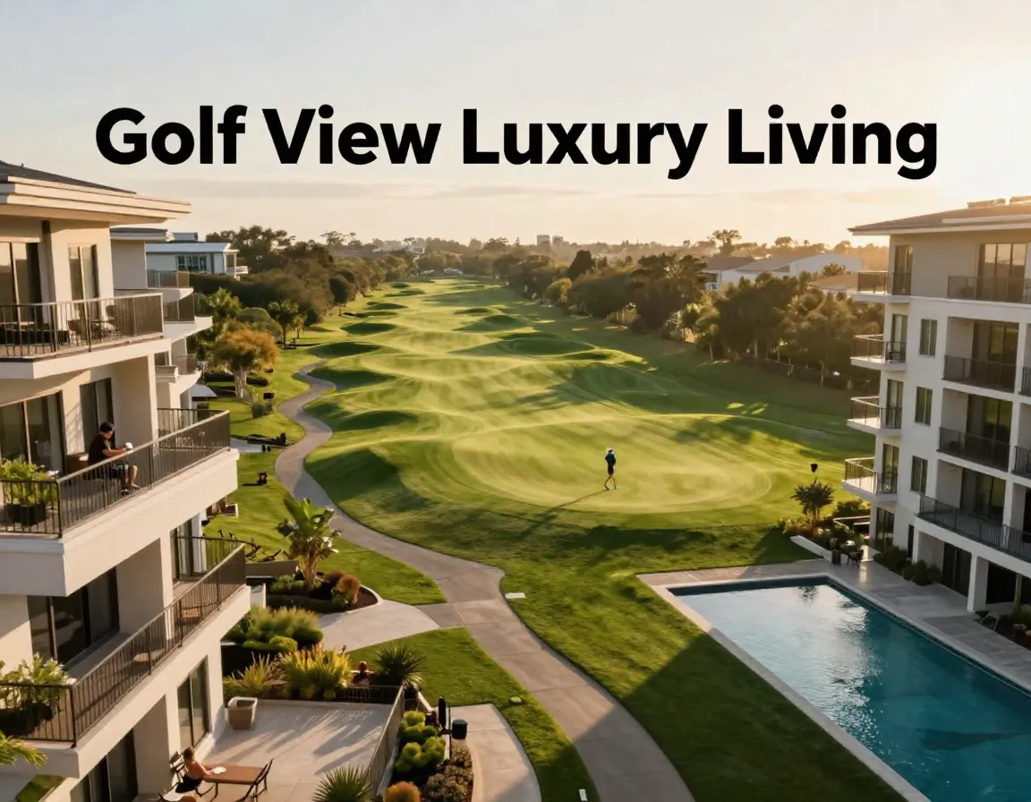 Aerial golf course condo community golden hour lifestyle