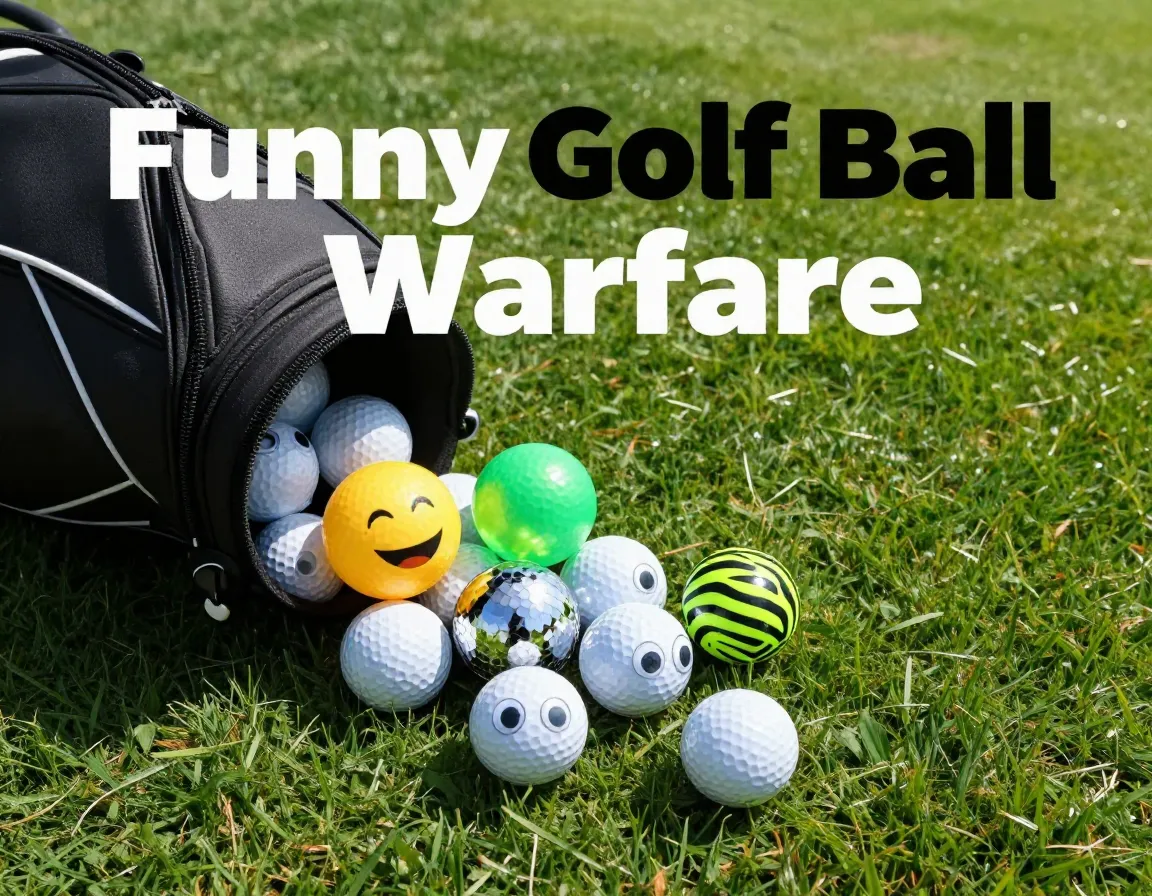 Novelty golf balls spilling from bag humorous distraction tools