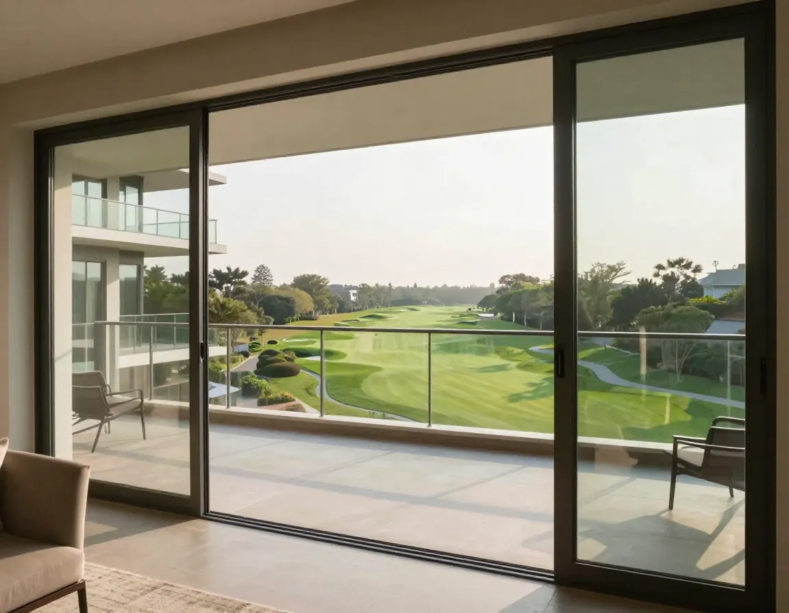 Unobstructed golf course view from high floor condo balcony