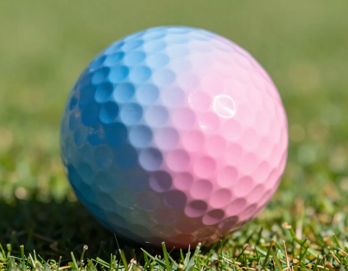 Color changing golf ball transitioning from blue to pink