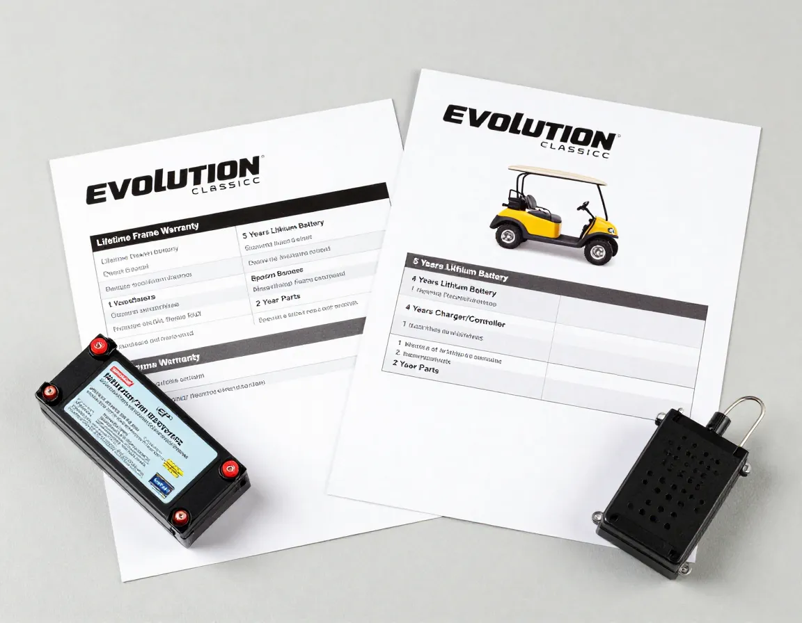 Warranty documentation for evolution classic golf cart with lifetime frame coverage