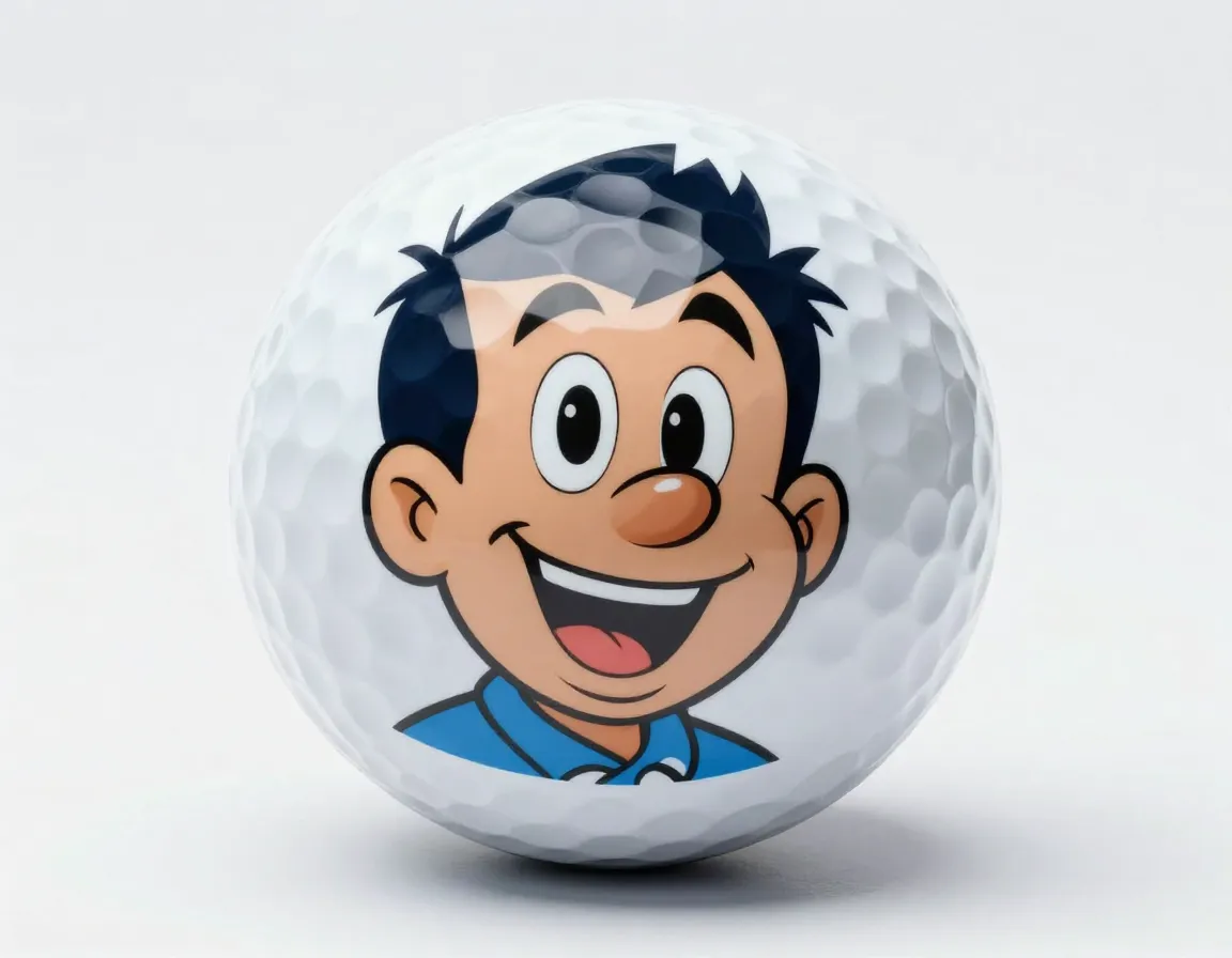 Cartoon character golf ball featuring detailed graphic print