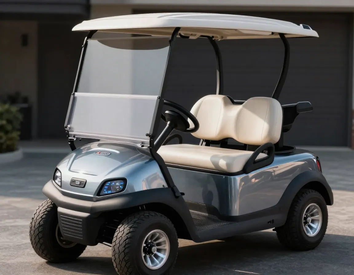Cutting edge design of a modern golf cart with intuitive controls and sleek body
