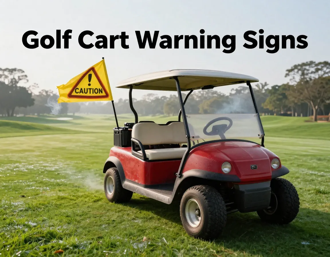 Vintage golf cart caution flag smoke deflated tire cracked lens