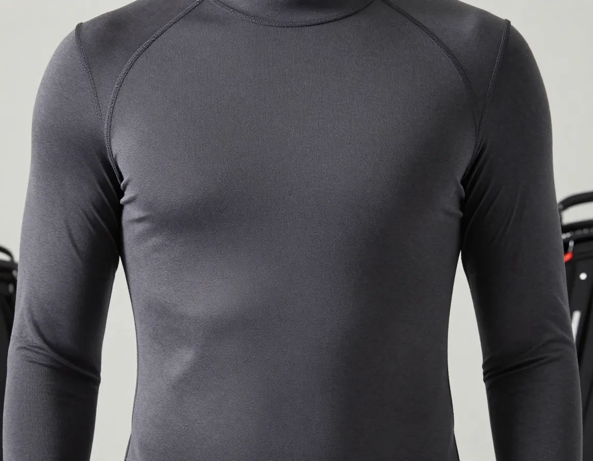 Moisture wicking thermal base layer on fairway ready for winter round