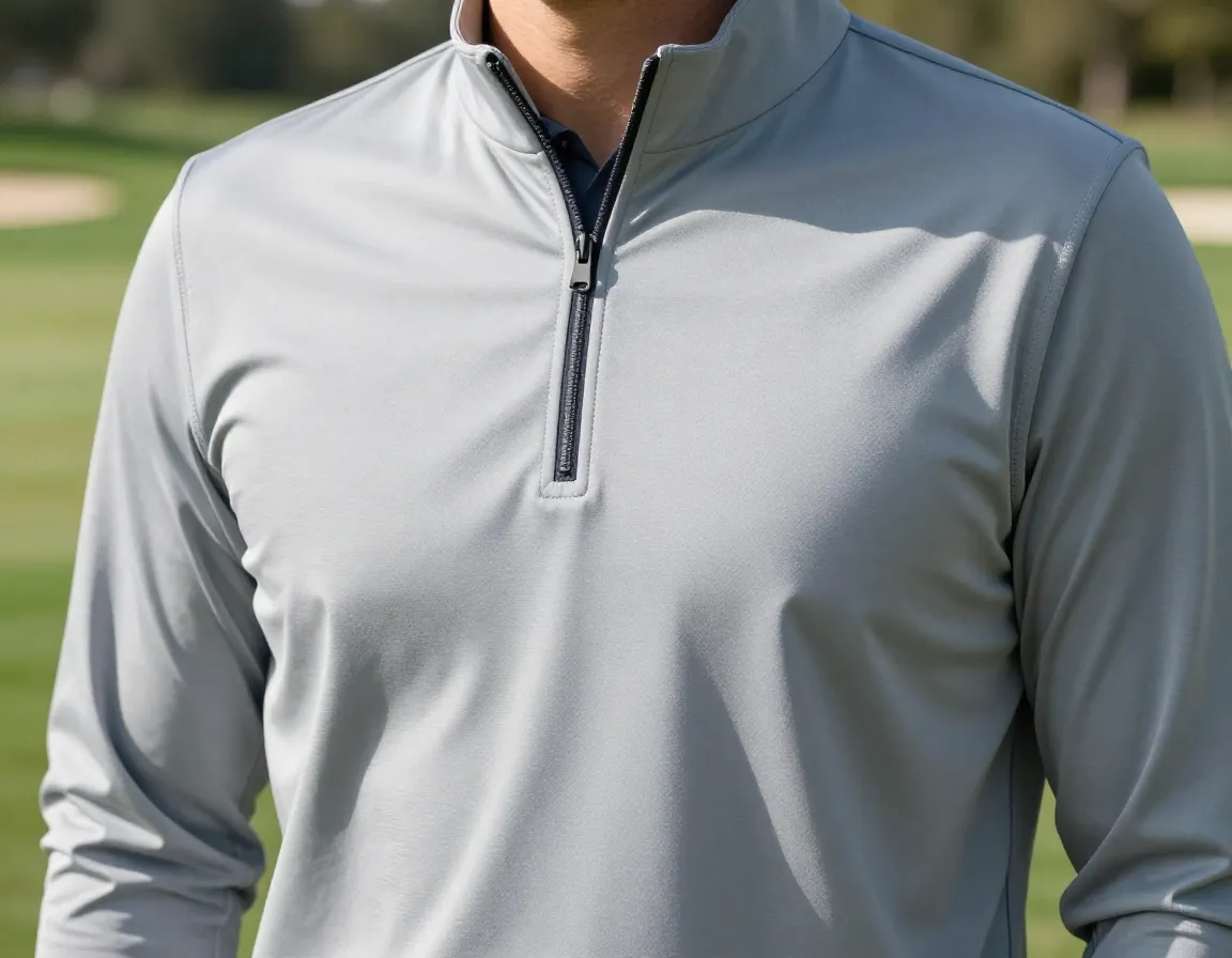 Quarter zip pullover for versatile temperature regulation on golf course