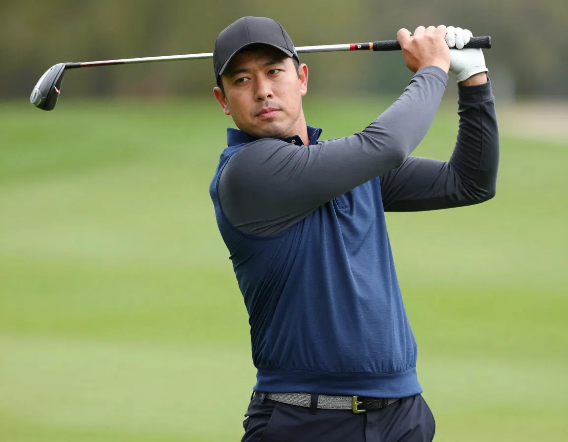 Sleeveless polo layered over long sleeve base for winter golf warmth