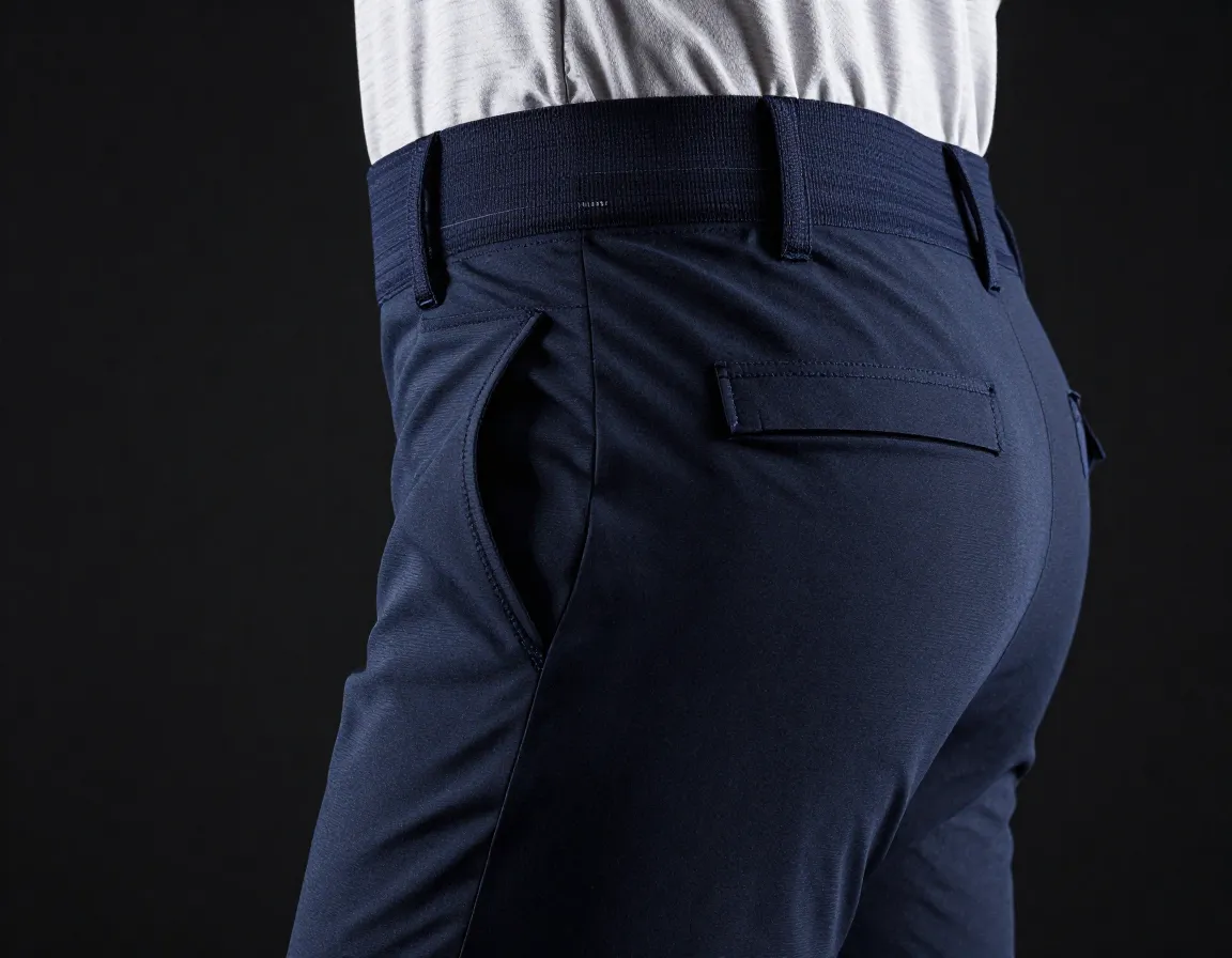 Stretch panel golf bottoms with flexible waistband for dynamic motion