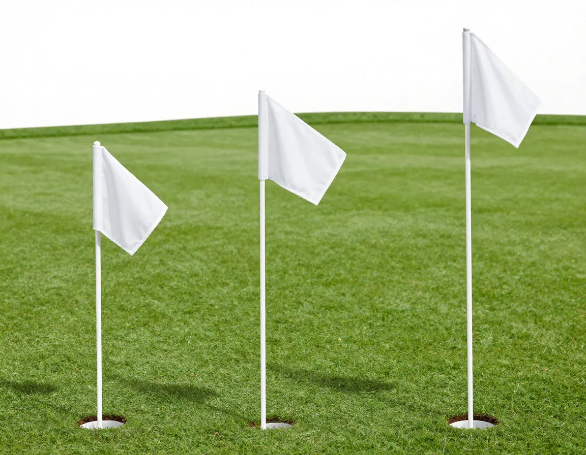 Flag at varied heights demonstrating soil firmness on golf green