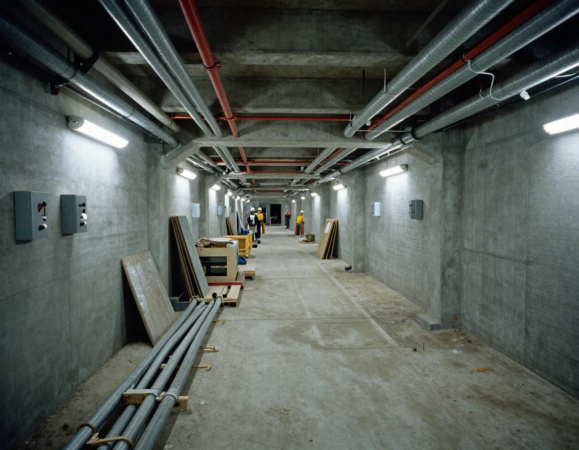 Construction view of augusta nationals extensive underground media tunnel system