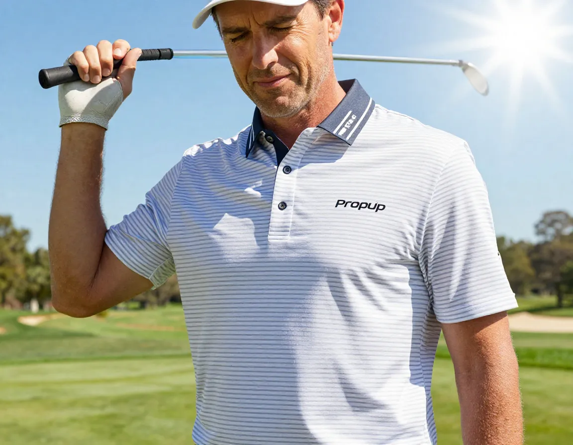 Proquip tri stripe polo with advanced uv sun protection technology