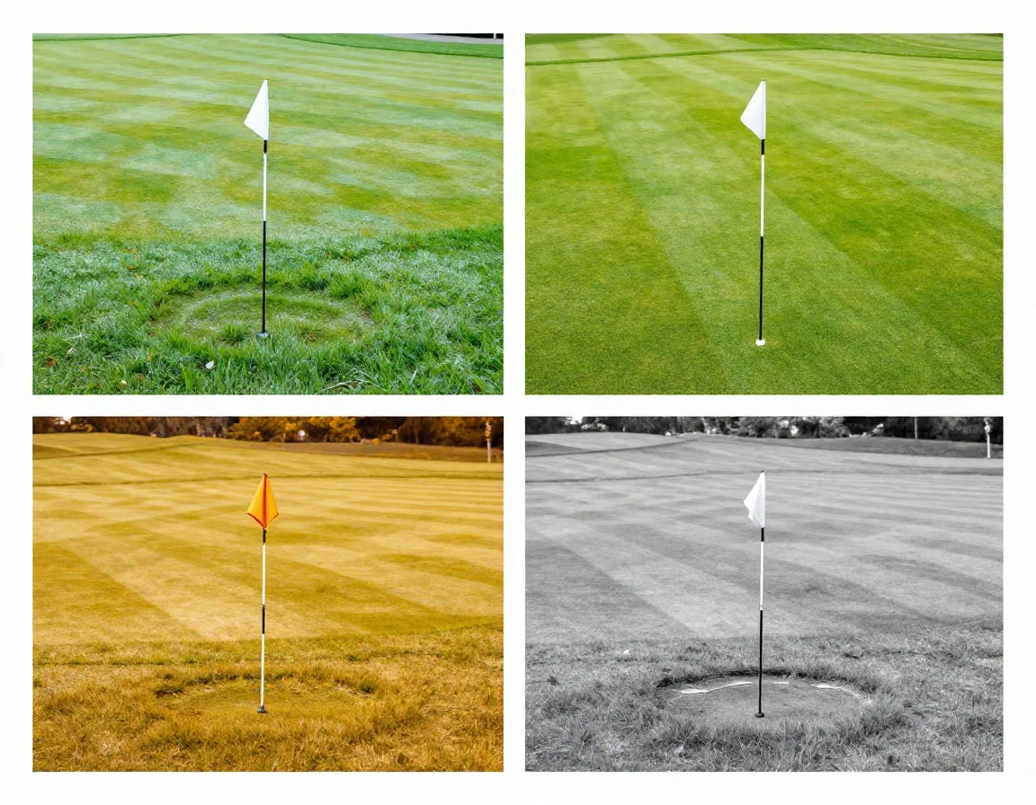 Seasonal golf flag repositioning pattern on green for turf health